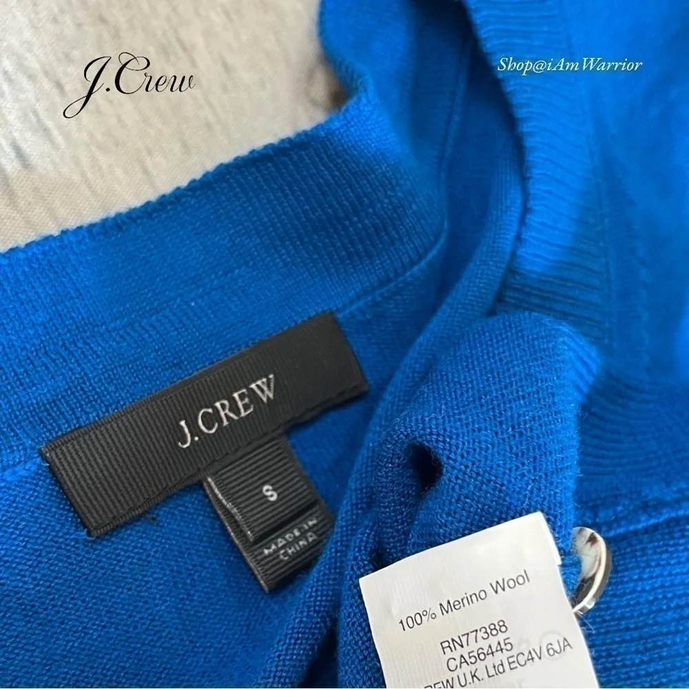 J.Crew electric blue Tippi fine wool crewneck cardigan sweater *shop@iamwarrior